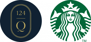 124Q and Starbucks Logos