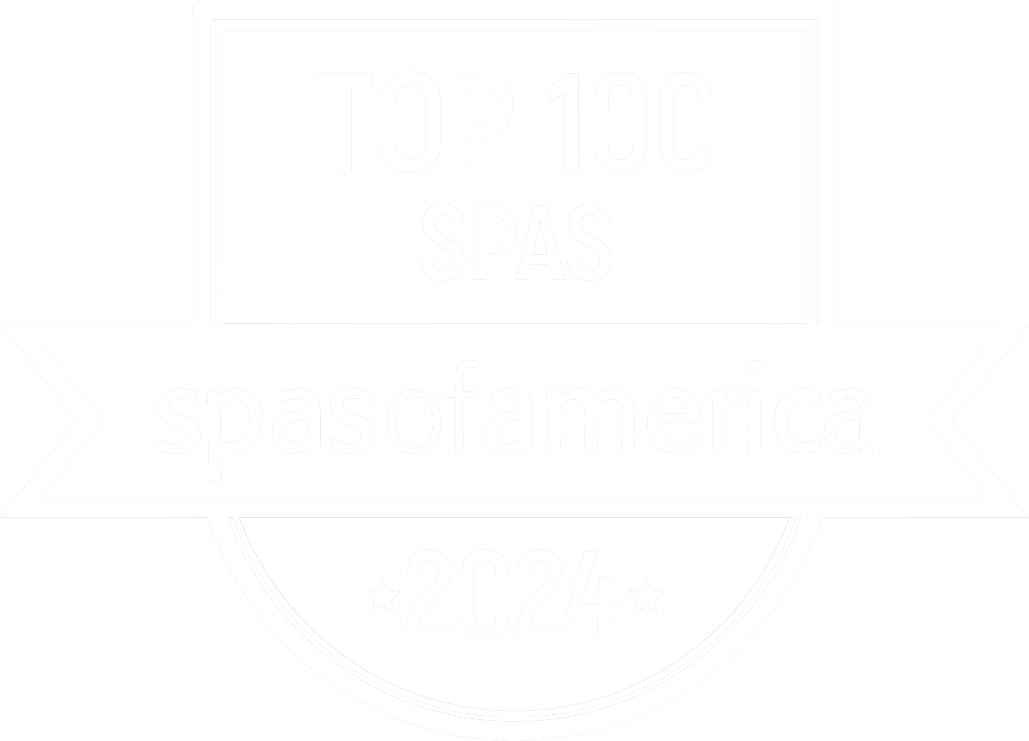 Logo with a badge design that reads Top 100 Spas, spasofamerica, and 2024. 124 on Queen Hotel and Spa | Hotel & Spa Niagara-on-the-lake | 1 (855) 988-4552
